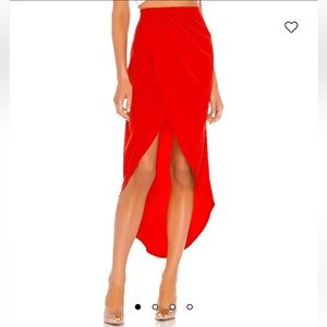 Arielle Slit Maxi Skirt in Red